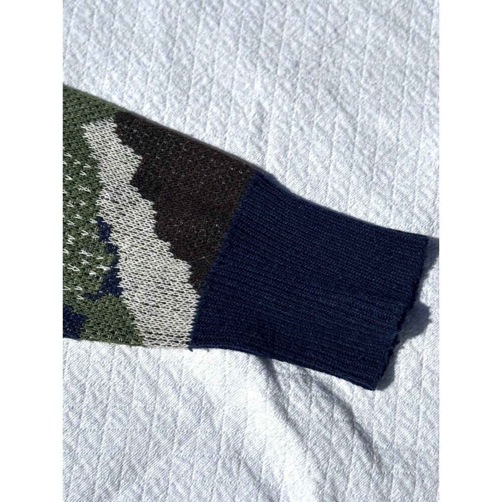 Oddi Camo Knit Hoodie Sweater Large Green Purple Navy Pullover Casual Streetwear - Picture 4 of 11